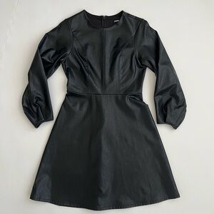Express women’s black long sleeve faux leather dress